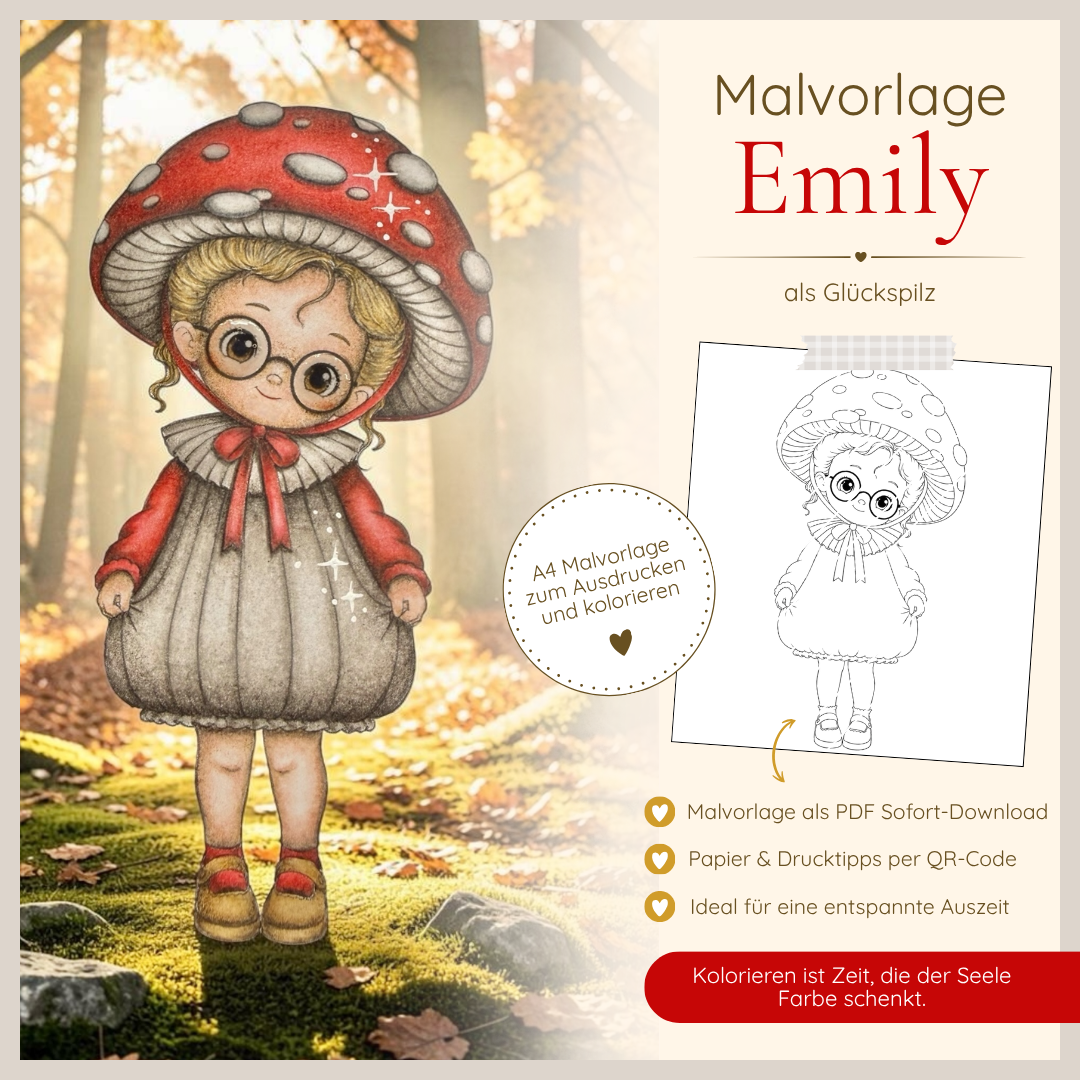 Malvorlage - Emily als Glückspilz