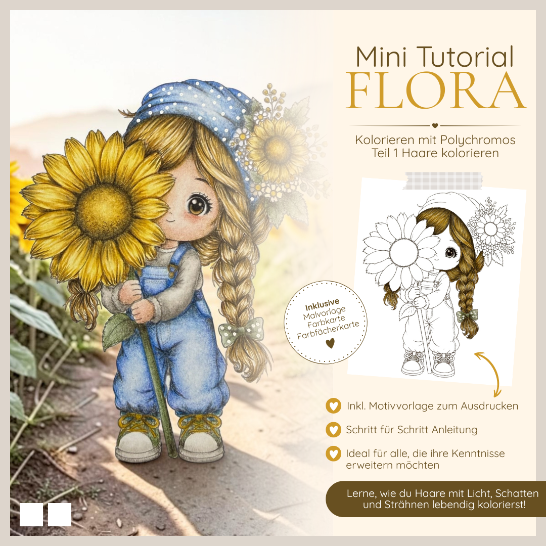 Mini Tutorial Flora - Kolorieren mit Polychromos Teil 1 Haare kolorieren