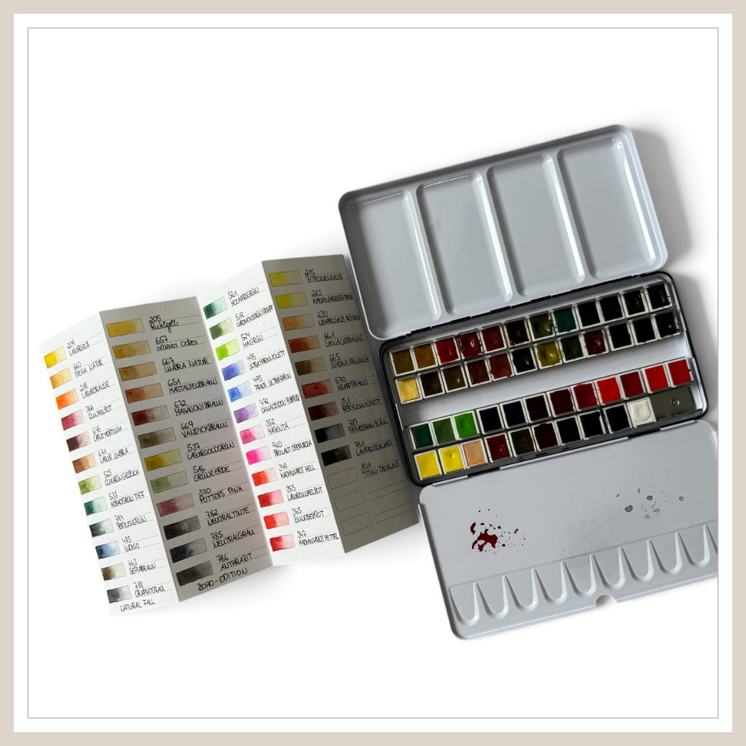Farbkarten für Aquarellkästen