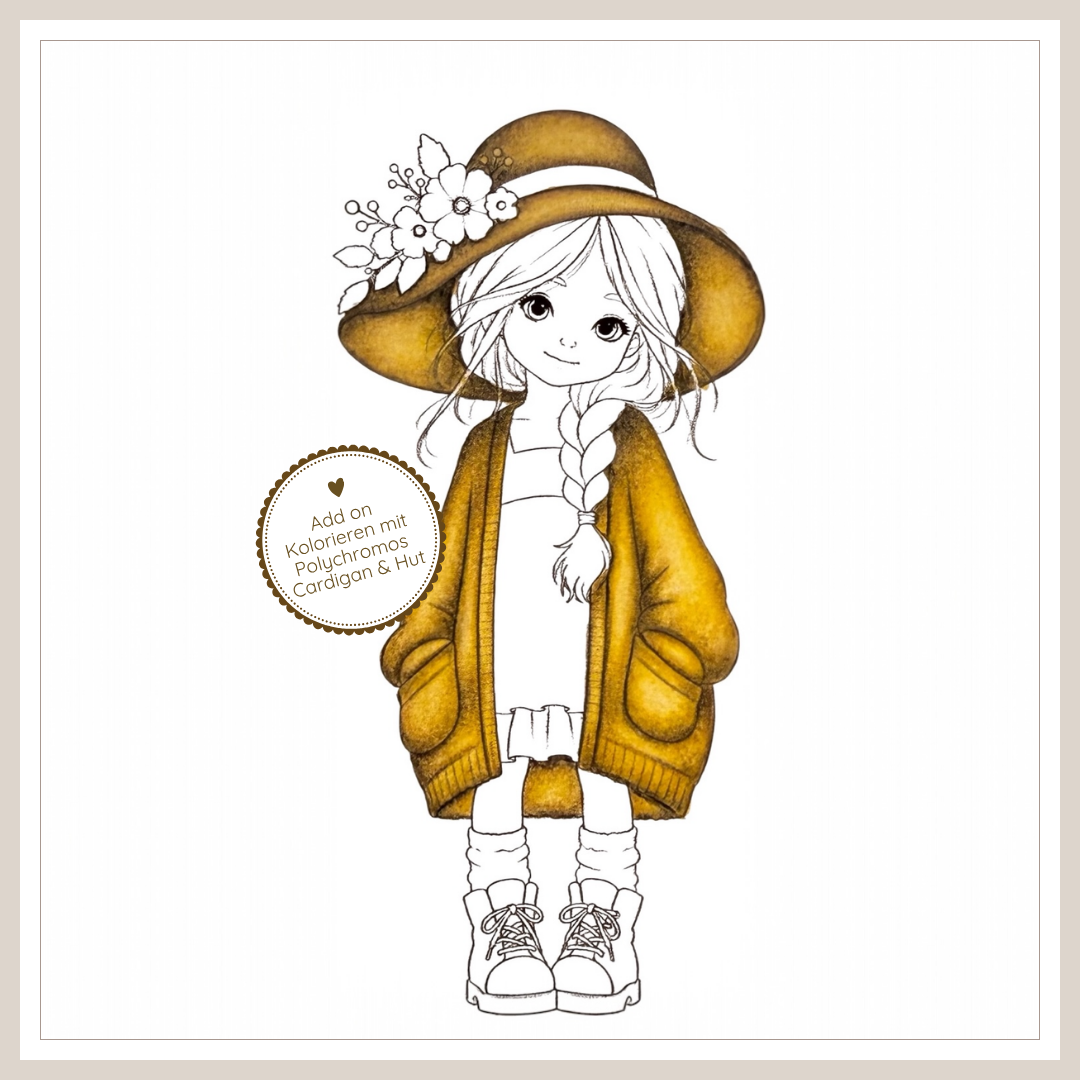 Workshop Chloe - Kolorieren mit Prismacolor & Polychromos inkl. Add on für Cardigan & Hut