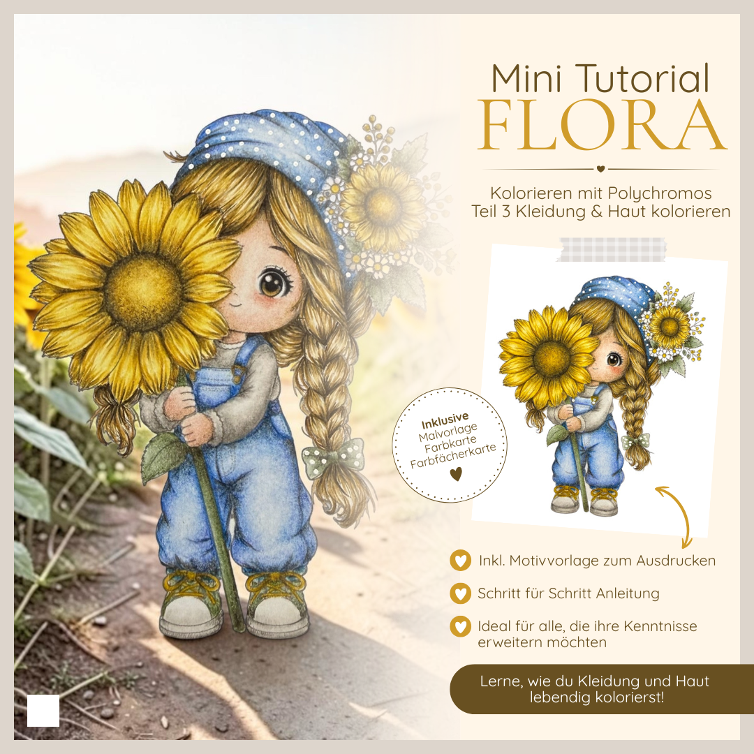 Mini Tutorial Flora - Kolorieren mit Polychromos Teil 3 Kleidung & Haut kolorieren