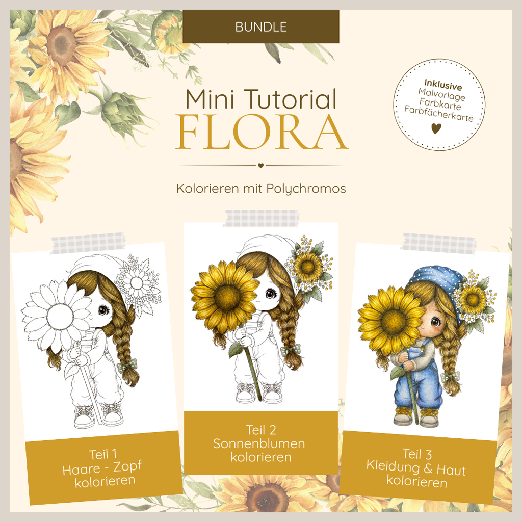 Bundle Mini Tutorial Flora - Kolorieren mit Polychromos Teil 1-3