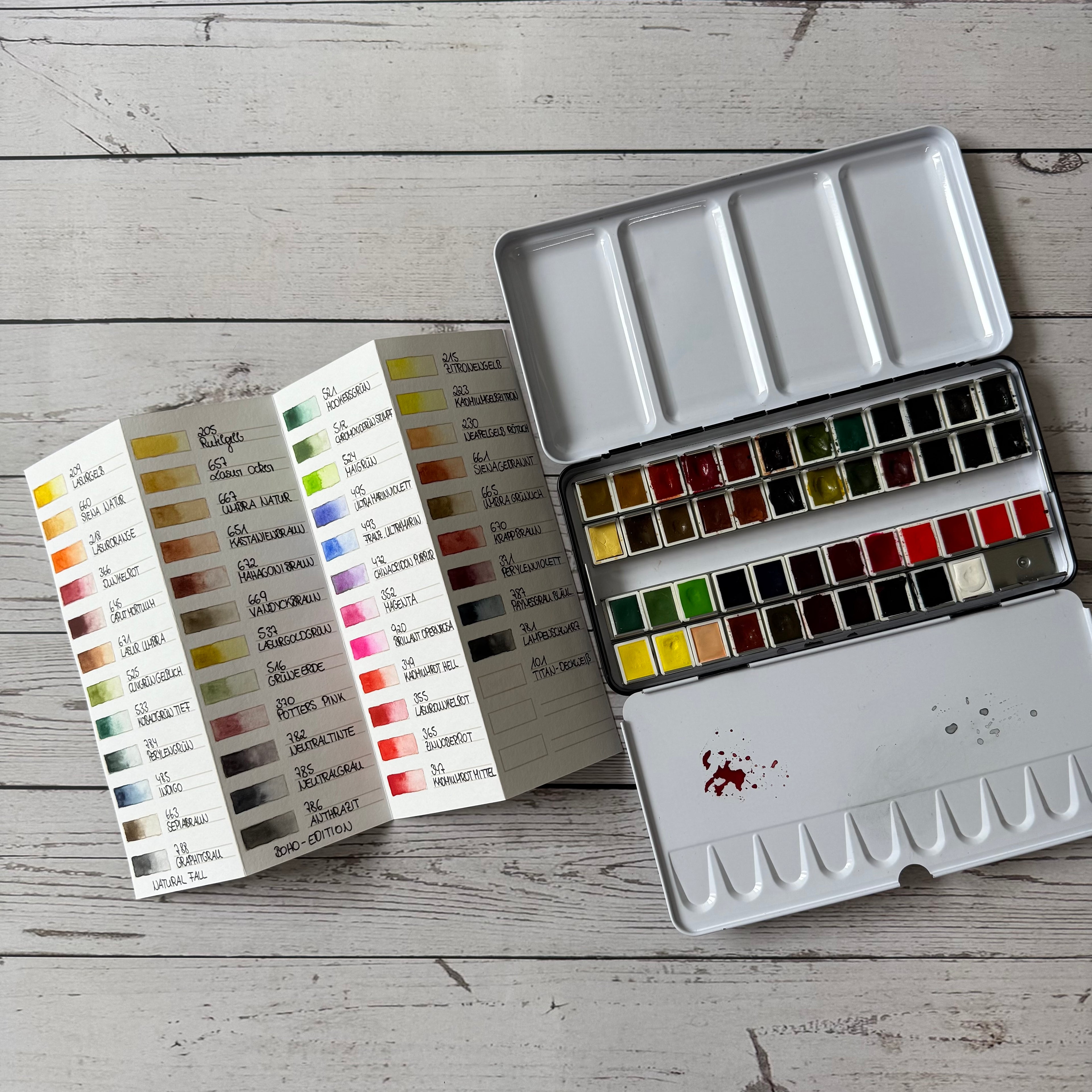 Farbkarten für Aquarellkästen & Colirokästen
