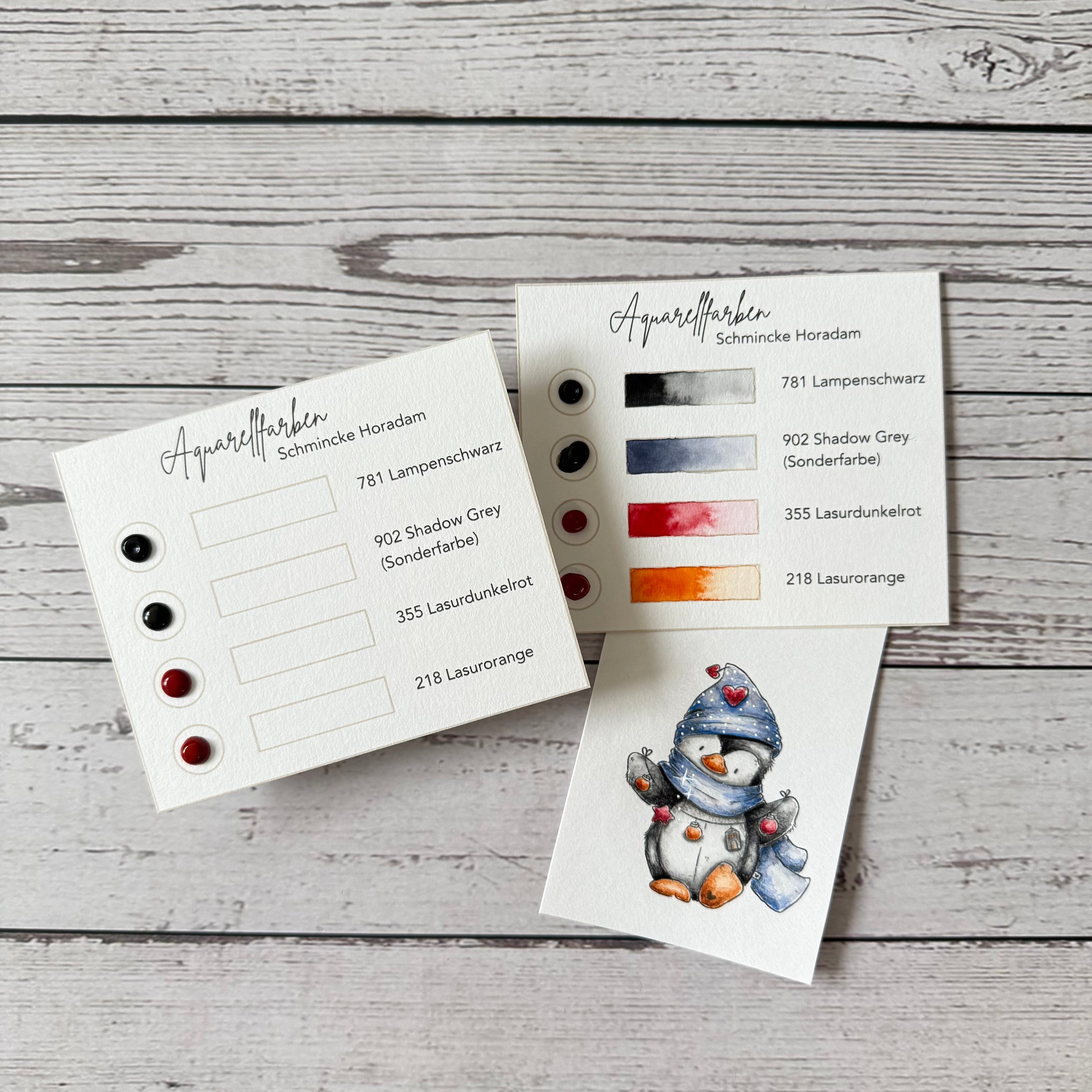 Probe Dot-Karte Aquarellfarben - Workshop Pintje Pingu