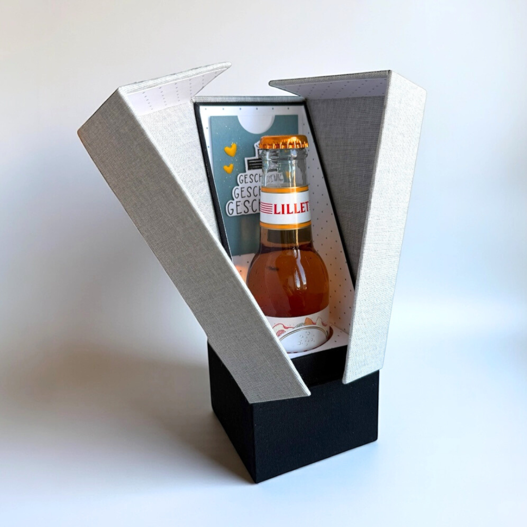 Workshop Flaschenverpackung mit Gutscheinfach