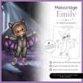 Malvorlage - Emily im Fledermauskostüm