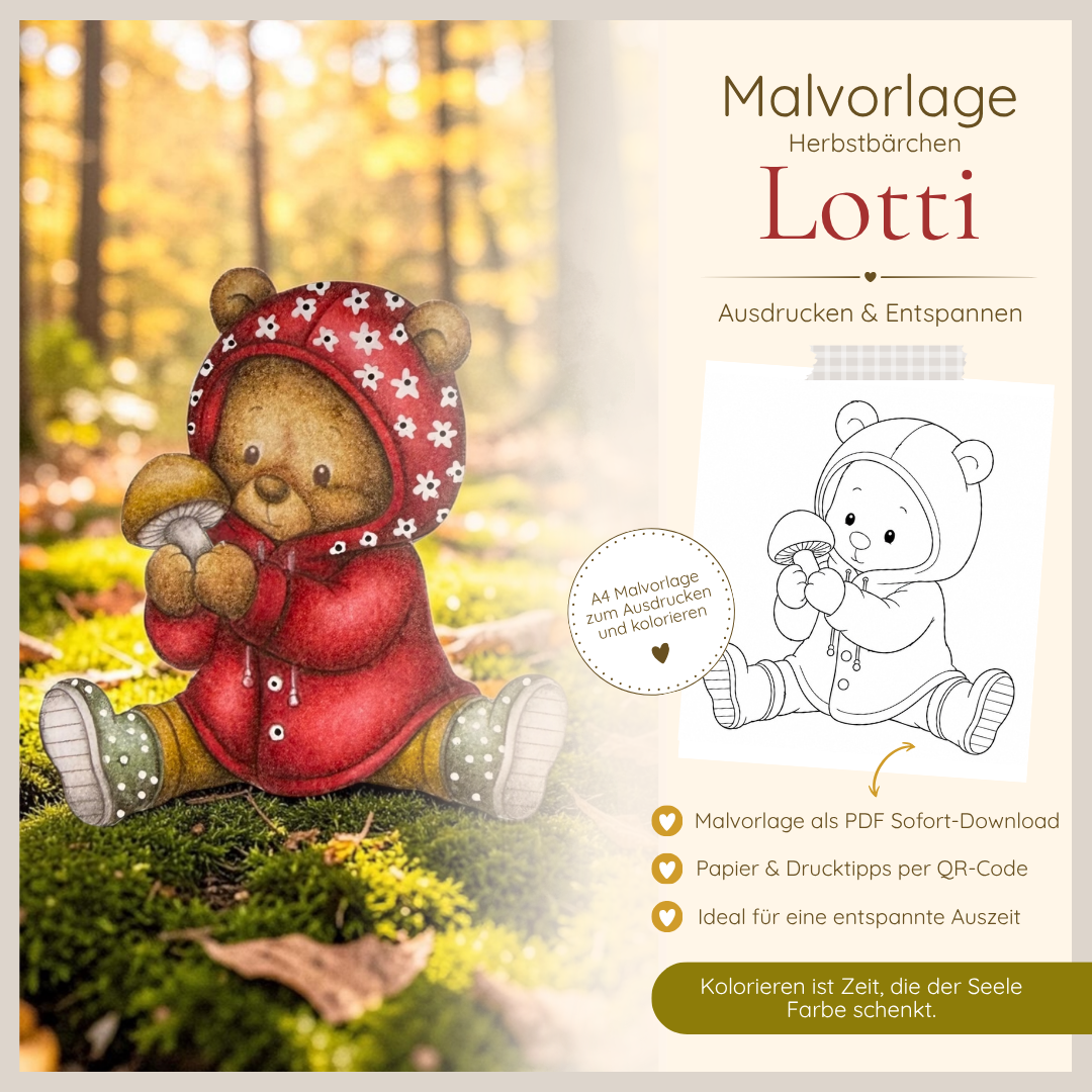 Malvorlage - Herbstbärchen Lotti