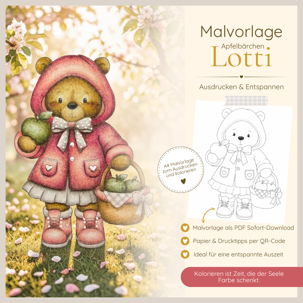 Malvorlage - Apfelbärchen Lotti