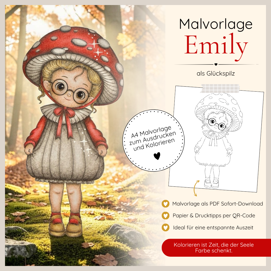 Malvorlage - Emily als Glückspilz