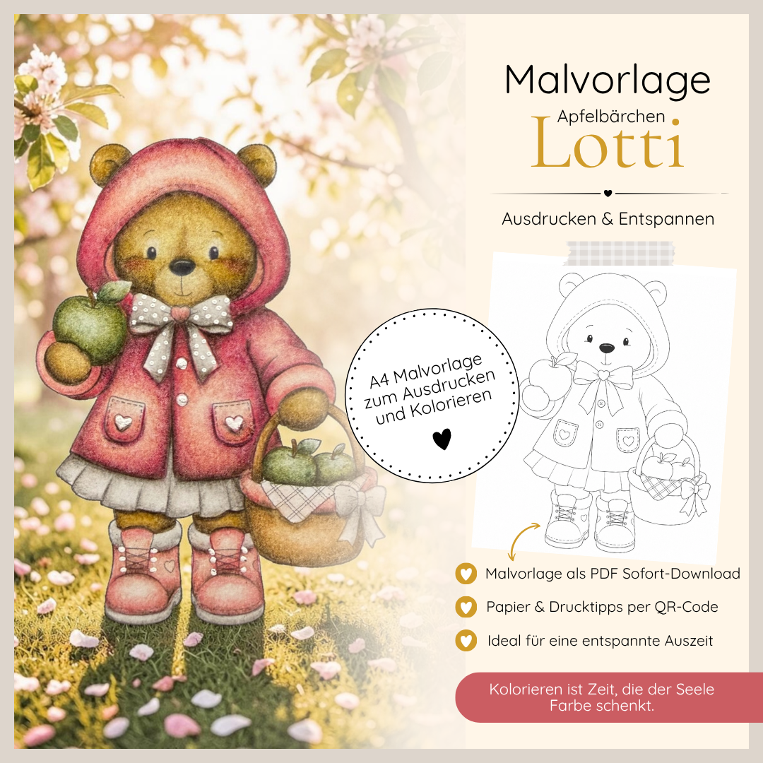 Malvorlage - Apfelbärchen Lotti